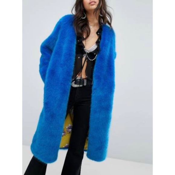 Free People Vibrant Blue Long Coat - Picture 1 of 16